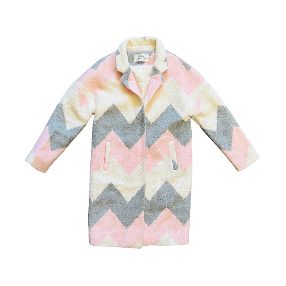 Plus Heavy Winter Coat Geometric Pattern Windowpa… - image 1